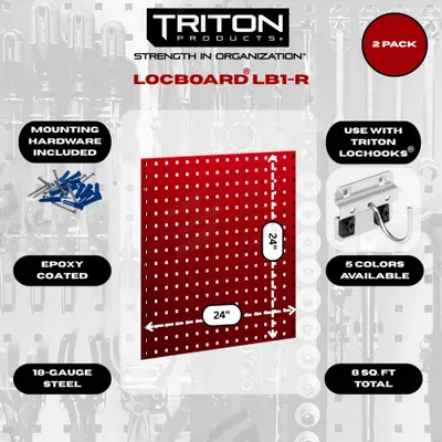 TRITON PRODUCTS Stationary Pegboard Panels: Square, 3/8 in Peg Hole Size - Round-Hole Pegboard Panels