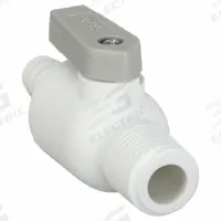 PARKER Manual Two-Way Ball Valve: 3/8 in, Polypropylene, Straight, Barb x MNPT, One-Piece, Lever (MPN PBPP6VMC6). Key specifications — Brand: PARKER; Handle: Lever.
