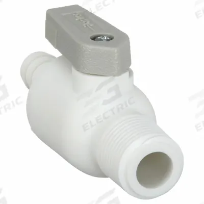 Parker Manual Two-Way Ball Valve: 3/8 in, Polypropylene, Straight, Barb x MNPT - Polypropylene Ball Valves