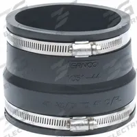 FERNCO Flexible Pipe Stock Coupling: PVC, For 4 in Pipe, Copper/Iron/Iron x PVC/Steel (MPN 1051-44). Key specifications — attr1286800: Above Ground; attr1281541: Iron x PVC; attr1253455: FERNCO; attr1253479: Stainless Steel; attr1253488: PVC.