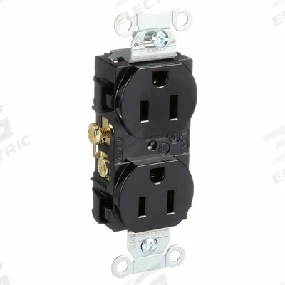 HUBBELL Receptacle: Duplex, 5-15, Black, 125V AC, 15 A, 2 Pole / 3 Wire (MPN CR15BLK) - General Purpose Receptacles