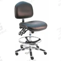 Ergonomic Chair: Vinyl, Armless, Ht Range 21 in to 31 in, 21 1/2 in Seat Wd, 19 in Seat Dp, 0 Glides (MPN WAT-DCRB-TLC-WW-BLACK). Key specifications — Foot Support: Yes; Back Tilt Backward: 80°; Back Tilt Forward: 105°; Base Material: Aluminum; Brand: BENCHPRO; Product Type: Cleanroom Ergonomic Chair; Cleanroom Class: ISO 5; ESD-Safe: Not ESD Safe.
