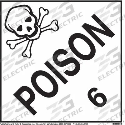 JJ KELLER Container Placard: Poison, 10 3/4 in x 10 3/4 in, 10 3/4 in Label Ht - Class 6: Toxic, Poison Inhalation & Infectious Substances