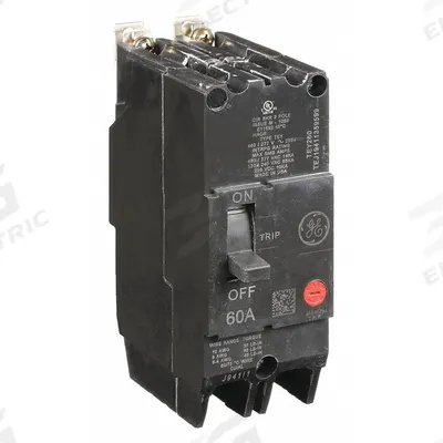 GE Molded Case Circuit Breaker: 60 A Amps, 14kA at 277/480V AC, Fixed, Lug - TEY-Frame GE Molded Case Circuit Breakers