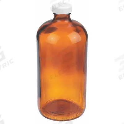WHEATON Bottle: 1 L, Amber, 33-400 mm, No Closure, No Closure - Amber Narrow Mouth Round Glass Lab Bottles
