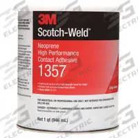 3M Contact Cement: 1357, Gen Purpose, 1 qt, Can, Gray/Green, Water-Resistant. Key specifications — Primary Applications: General Purpose; For Surface Type: Porous; Adhesive Color: Gray/Green; Application Method: Roll On; Heat Resistant: Yes; Low Odor: No; Water Resistance: Water-Resistant; Standards: SCAQMD.