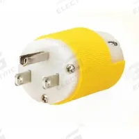 HUBBELL Straight Blade Plug: 5-15P, 125V AC, 15 A, 2 Pole, 3 Blade, White/Yellow (MPN HBL52CM66CST)