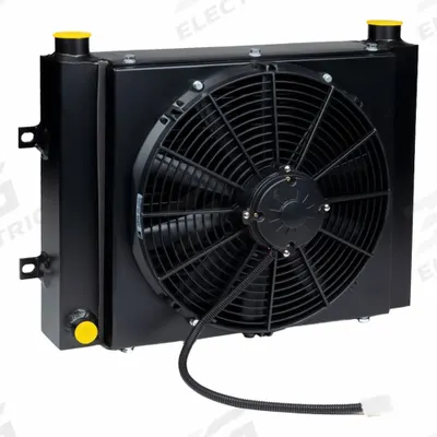 MAXIM Oil Coolers: 14 hp Heat Removed, 66 gpm Max. Flow, 300 psi Max. Pressure - DC Motor Driven Forced Air Oil Coolers