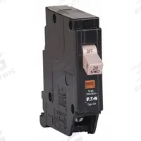 EATON Circuit Breaker: 20 A, 120/240V AC, Single Phase, 10kA at 120/240V AC, Type CH Loadcenters (MPN CHF120). Key specifications — attr195951: 20 A; attr195952: 120/240V AC; attr195953: Single; attr195954: 10kA at 120/240V AC; attr195958: Standard; attr195955: Type CH Loadcenters; attr211136: EATON.