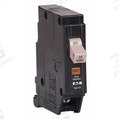 EATON Circuit Breaker: 20 A, 120/240V AC, Single Phase, 10kA at 120/240V AC - CH Series