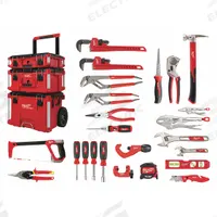 MILWAUKEE Plumbers Tool Kit: 22 Total Pcs, Rolling Modular Tool Box (MPN 48-22-0141). Key specifications — attr647963: None; attr549017: (4) Nut Drivers; attr549018: (3) Adjustable Wrenches; attr549019: (2) Hand Saws; attr549020: None; attr549021: None; attr539000: MILWAUKEE.