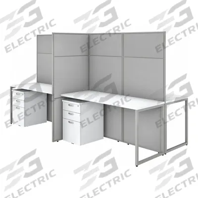BUSH BUSINESS FURNITURE Modular Cubicle Workstation: 66 in Overall Ht, 119 in Overall Wd - Office Cubicles with Privacy Panels