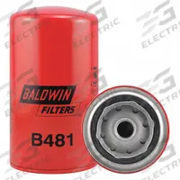 BALDWIN FILTERS Oil Filter: B481, 3/4"-16 Thread Size, 6 5/8 in Overall Ht, 3 11/16 in Outside Dia. Key specifications — Baldwin Interchange: B481; Brand: BALDWIN FILTERS; Compatible Vehicle Make: Worthington; Includes: 50 psid Bypass Valve; Media Material: Cellulose.