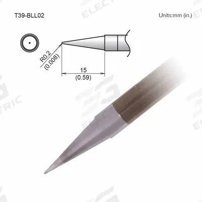 HAKKO Soldering Tip: T39 Series, Conical, 0.2 mm W - T39 Series Soldering Tips
