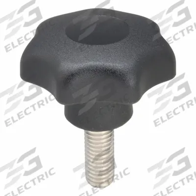 KIPP Hand Knob: 7 Point, Plastic w/ SS Thread, M10 Thread, 25 mm Thread Lg - 7-Arm Knobs with Threaded Stud
