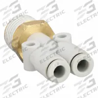 SMC Push-Fit Wye Fitting: 4 mm OD x 4 mm OD x 1/4 in Pipe x 4 mm Pipe Size, Tube x Tube x BSPT x NPT (MPN KQ2U04-02AS). Key specifications — Brand: SMC.