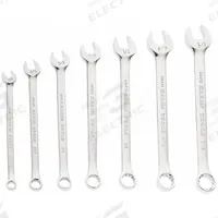 KLEIN TOOLS Combination Wrench Set: Alloy Steel, Nickel Chrome, 7 Tools, 15° Head Offset Angle (MPN 68400). Key specifications — attr309520: Nickel Chrome; attr309519: Alloy Steel; attr324929: KLEIN TOOLS; attr309512: Pouch; attr309522: No; attr309533: No.