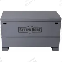BETTER BUILT Chest-Style Jobsite Box: 48 in W x 24 in D x 28 1/2 in H, 16 cu ft, Recessed Padlock (MPN 2048-BB). Key specifications — attr1116233: Gray; attr1116253: BETTER BUILT; attr1222022: Recessed Padlock - Lock not included.