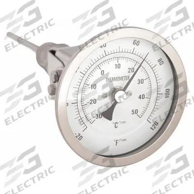 APPROVED VENDOR Dial Thermometer: -20°F to 120°F /-30°C to 50°C, 4 in Stem Lg - Adjustable-Angle Thread-Mount Dial Thermometers