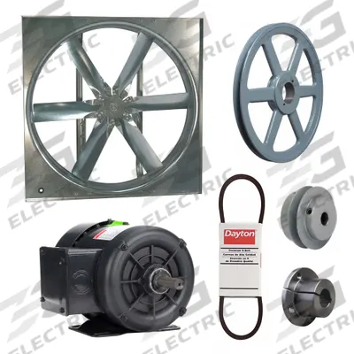 Dayton Supply Fan w/Drive Package: Belt Drive, 42 in Blade, Totally Enclosed, 14,712 cfm - Belt-Drive Panel Supply Fans with Drive Package