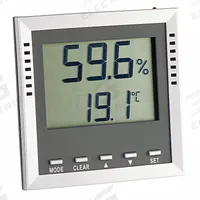 THERMCO Hygrometer: 0%to 99% Humidity Range, Humidity/Temp, Built-In (MPN ACCDTA100). Key specifications — Primary Scale: Humidity/Temperature; Secondary Scale: Humidity/Temperature; Display Type: Digital; Brand: THERMCO.