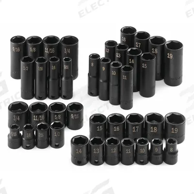 SK PROFESSIONAL TOOLS Impact Socket Set: 3/8 in Drive Size - SAE & Metric Impact Socket Sets