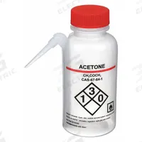 APPROVED VENDOR Wash Bottle: 250 mL, Acetone, Red, Wide, Integrated Spout Spout, White (MPN 24J879). Key specifications — Closure Color: Red; Vented/Nonvented: Vented; Body Color: White; Brand: APPROVED VENDOR; Imprinting Group: Specific Chemicals.