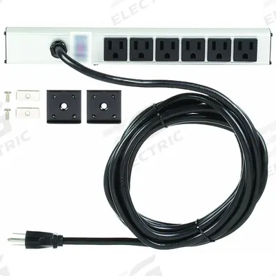 APPROVED VENDOR Outlet Strip: 6 Outlets, 15 ft Cord Lg, 15 A Current - Industrial Power Strips