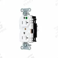 HUBBELL Receptacle: Hospital Grade, Duplex, 5-20R, White, 125V AC, 20 A, 2 Pole / 3 Wire (MPN 8300STW)