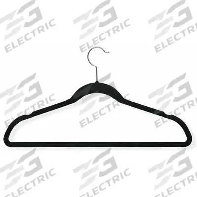 HONEY-CAN-DO Clothes Hanger: Velvet, 9 1/2 in Ht, 17 3/4 in Wd, Black, 3/16 in Thick - Flocked Non-Slip Clothes Hangers