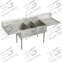 ELKAY Scullery Sink: 3 Bowls, 44 in Overall Ht, 120 in Overall Lg, 27 1/2 in Overall Wd, Widespread (MPN WNSF8372LR4). Key specifications — Brand: ELKAY.