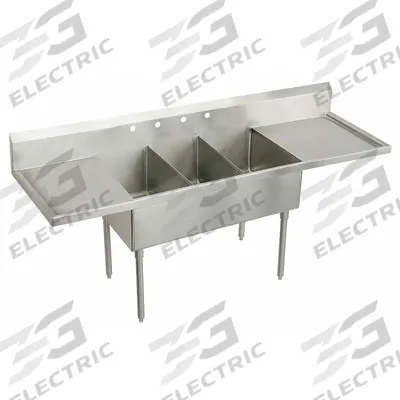 ELKAY Scullery Sink: 3 Bowls, 44 in Overall Ht, 120 in Overall Lg, 27 1/2 in Overall Wd - Three-Bowl Freestanding Kitchen & Bar Sinks without Faucets