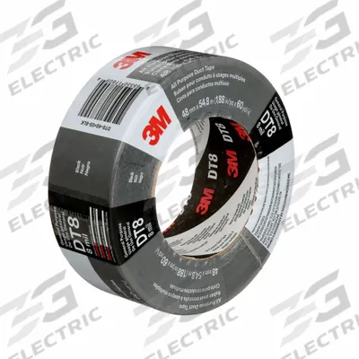 3M Duct Tape: Light Duty, Black, 1 7/8 in Wd, 59 7/8 yd Lg, 8 mil Thick - General Purpose Duct Tape