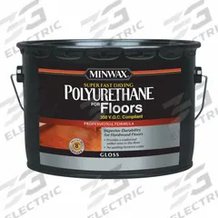 MINWAX Finish: Varnish, Interior, Oil, 2.5 gal Container Size, Wood, Gloss, Clear, Transparent (MPN 130330000). Key specifications — Brand: MINWAX; Transparency: Transparent; Use Location: Interior; Sheen: Gloss; Sub-Brand: Polyurethane Fo Floors; Color: Clear; Resin Type: Polyurethane.