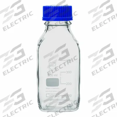 UNITED SCIENTIFIC SUPPLIES Media/Storage Bottle: 500 mL, Cap, GL-45, 181 mm, Colorless - Glass Lab Media Bottles