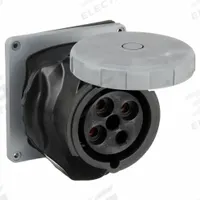 HUBBELL Pin and Sleeve Receptacle: Red, 600V AC, Three Phase, 100 A, 3 Pole, 4 Wire, IEC Grounding (MPN HBLS4100R5W). Key specifications — Brand: HUBBELL.