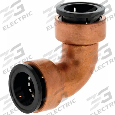 NIBCO Push-Fit Elbow Fitting: 90° Elbow, 1/2 in OD x 1/2 in OD Size - Copper Push-to-Connect Tube Fittings