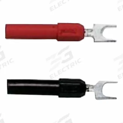 POMONA Spade Lug: 1 3/4 in Lg, 15 A Max Current Measurement, 5,000 V Max Volt Measurement - Spade Lug to Shrouded Banana Jack Adapters