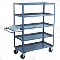 JAMCO Utility Cart: 3,000 lb, 5 Shelves, 66 in L x 25 in W x 68 in H Overall Dim, Flat (MPN EO260P600GP). Key specifications — Caster Wheel/Tread Material: Phenolic; Brand: JAMCO; Caster/Wheel Configuration: (2) Rigid.