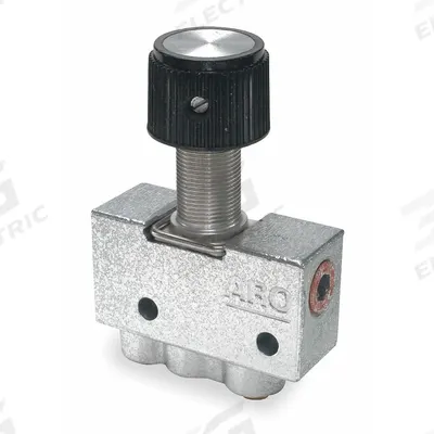ARO Manual Air Control Valve: 200, Two-Way / Two-Position, Panel, Black - ARO 200 Series Manual Air Control Valves