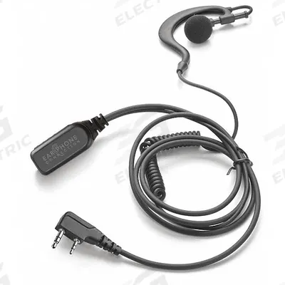 EARPHONE CONNECTION Earpiece: Fits Kenwood, Ear Hook, Push To Talk, Black, 1 Wires - Kenwood-Compatible Earpieces & Headsets