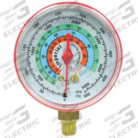 IMPERIAL High Side Gauge: High Side Gauge, 0 psi to 500 psi, Non-Liquid Filled, 2 1/2 in Dia, Red (MPN 424-CR). Key specifications — Brand: IMPERIAL; Accuracy: ± 3-2-3%; Color: Red; For Refrigerant Type: R-22.