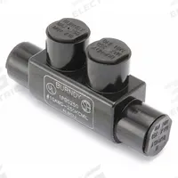 BURNDY Multitap Connector: 2 Port, In-Line Entry, 10 AWG – 250 kcmil Wire Size, Black (MPN 1PBS250). Key specifications — Body Material: Aluminum; Brand: BURNDY.