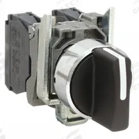 SCHNEIDER Selector Switch: 22 mm Panel Mounting Size, 3 Positions, Short Lever, 2NO, Metallic (MPN XB4BD33). Key specifications — AC Contact Rating: 3 A @ 240 V; Action: Maintained/Maintained/Maintained; Cam: No Cam Included; DC Contact Rating: 0.1 A @ 600 V; Hazardous Location Specification: Not Rated; Operator Head Material: Plastic; Operator Head Type: Short-Handled Knob; Operator Illumination: Non-Illuminated.
