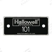 HALLOWELL Numbers 101 to 200: 2 3/8 in x 1 in, 100 Plates, 101 to 200, Aluminum, NPH101-200. Key specifications — Manufacturer Part Number: NPH101-200; Brand: HALLOWELL; Material: Aluminum; Number Range: 101 to 200; Product Type: Number Plates; Color: Black with White Lettering.