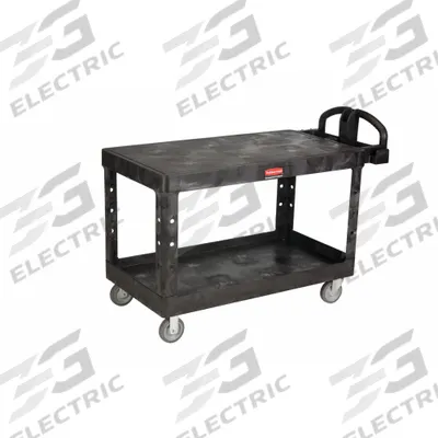 RUBBERMAID COMMERCIAL PRODUCTS Utility Cart: 750 lb, 2 Shelves, 47 in L x 25 in W Self - Utility Carts With Ergonomic Handles