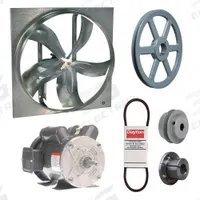 Exhaust Fan with Drive Package: Belt Drive, 24 in Blade, 1 hp, 8,734 cfm, 115/208-230V AC, 1 ph (MPN 7M7W5). Key specifications — Frame Finish: Zinc Plated; Assembled: Unassembled; Brand: DAYTON; Nameplate Voltage: 115/208-230V AC; Frame Material: Steel; Guard Type: None; Motor Insulation: Class B; Motor Enclosure: Totally Enclosed Fan Cooled.