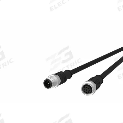 METZ CONNECT Sensor Cable: M12 Male Straight X M12 Female Straight, 8 Pins, Black, PUR - Double-Ended Cordsets with PUR Jacket for Twisting Applications