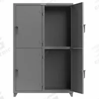 STRONG HOLD Locker: 48 in x 24 in x 75 in, Solid, 2 Tiers, 2 Units Wide, Padlock Hasp, Assembled (MPN 46-4D-24-2T-L). Key specifications — Brand: STRONG HOLD; Locker Color: RAL 7037 "Dusty Gray"; Door Type: Solid; Locker Material: Steel; Assembled: Assembled; Number Plate Included: No.