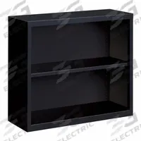 HIRSH Bookcase: Black, Steel, 30 in Overall Ht, 34 1/2 in Overall Wd, 13 in Overall Dp, 2 Shelves (MPN 21987). Key specifications — Material: Steel; Brand: HIRSH; Color: Black.
